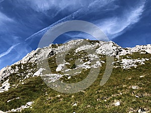 Alpine pastures and grasslands in the Wagital valley Waegital, Innerthal