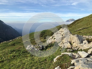 Alpine pastures and grasslands in the Wagital valley Waegital, Innerthal