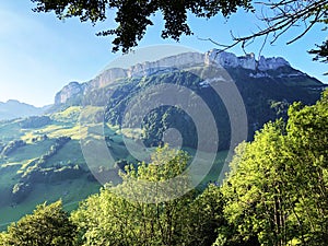 Alpine peak Alp Sigel in the Alpstein mountain range and in the Appenzellerland region