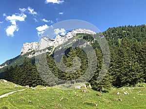Alpine peak Alp Sigel in the Alpstein mountain range and in the Appenzellerland region