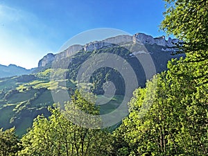 Alpine peak Alp Sigel in the Alpstein mountain range and in the Appenzellerland region