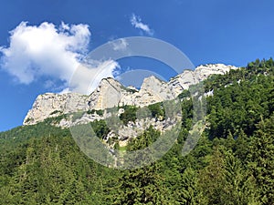 Alpine peak Alp Sigel in the Alpstein mountain range and in the Appenzellerland region