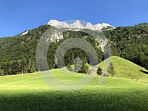 Alpine peak Alp Sigel in the Alpstein mountain range and in the Appenzellerland region