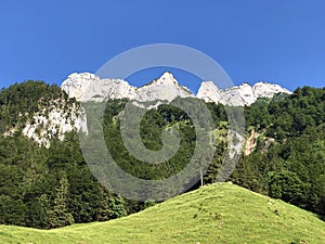 Alpine peak Alp Sigel in the Alpstein mountain range and in the Appenzellerland region