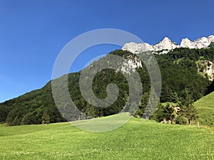 Alpine peak Alp Sigel in the Alpstein mountain range and in the Appenzellerland region