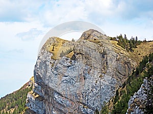 Alpine peak of Blaue Tosse in the Swiss mountain range of Pilatus and in the Emmental Alps, Alpnach - Canton of Obwalden