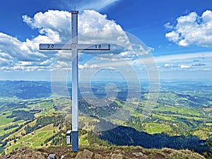 Alpine peak of Blaue Tosse in the Swiss mountain range of Pilatus and in the Emmental Alps, Alpnach - Switzerland