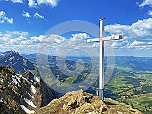 Alpine peak of Blaue Tosse in the Swiss mountain range of Pilatus and in the Emmental Alps, Alpnach - Switzerland