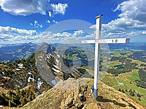 Alpine peak of Blaue Tosse in the Swiss mountain range of Pilatus and in the Emmental Alps, Alpnach - Switzerland