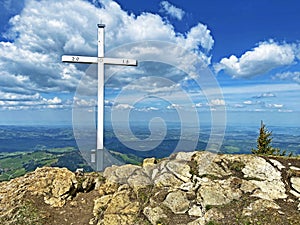 Alpine peak of Blaue Tosse in the Swiss mountain range of Pilatus and in the Emmental Alps, Alpnach - Switzerland