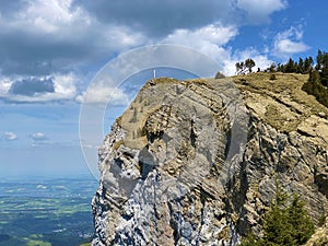 Alpine peak of Blaue Tosse in the Swiss mountain range of Pilatus and in the Emmental Alps, Alpnach - Switzerland