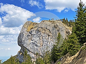 Alpine peak of Blaue Tosse in the Swiss mountain range of Pilatus and in the Emmental Alps, Alpnach - Switzerland