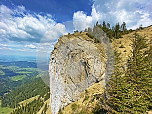 Alpine peak of Blaue Tosse in the Swiss mountain range of Pilatus and in the Emmental Alps, Alpnach - Switzerland