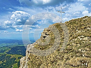 Alpine peak of Blaue Tosse in the Swiss mountain range of Pilatus and in the Emmental Alps, Alpnach - Switzerland