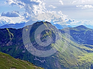 Alpine peak Chingstuel between the  Small Klein Melchtal and Haslital valleys, Hasliberg - Canton of Obwald, Switzerland