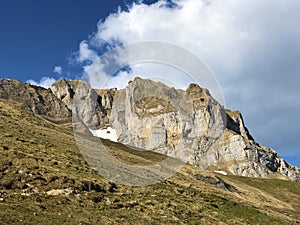 Alpine peak SchÃÂ¤fler Schafler od Schaefler in mountain range Alpstein and in the Appenzellerland region photo