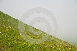 Alpine peaks landskape background. Jungfrau, Bernese highland. Alps, tourism, journey, hiking concept.