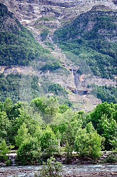 Alpine rill and mountaine forest in the National Park of Ordesa.