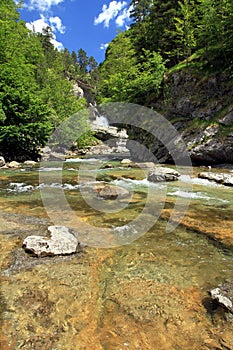 Alpine river in Ordesa National Park in Aragon, Spain.