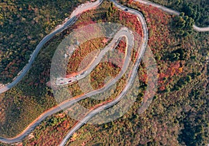Alpine road,Aerial photography