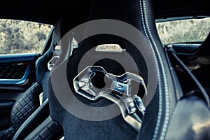 Alpine A110 on the road