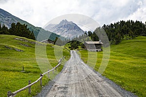 Alpine road in the alps of Valtellina