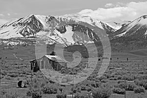 Alpine scene with snow capped mountains