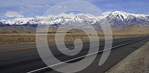 Alpine scene with snow capped mountains