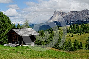 Alpine shelter and meadows