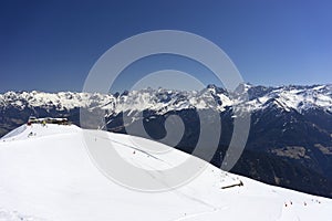 Alpine ski resort Serfaus Fiss Ladis in Austria.