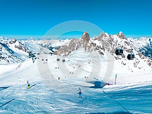 Alpine ski resort St. Anton am Arlberg in winter time