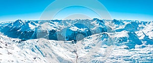 Alpine ski resort St. Anton am Arlberg in winter time