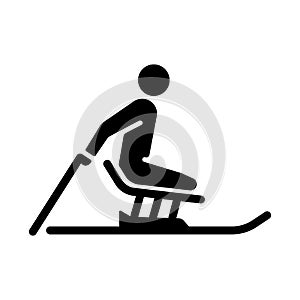 Alpine skiing black glyph icon