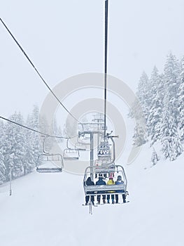 Alpine skiing at Bogus Basin ski resort in Boise, Idaho