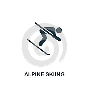 Alpine Skiing icon. Premium style design from winter sports icon collection. UI and UX. Pixel perfect Alpine Skiing icon for web d