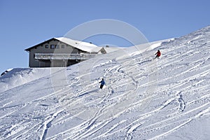 Alpine skiing outside prepared piste