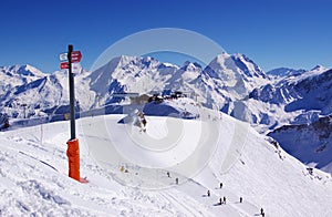 Alpine skiing resort view