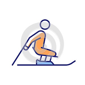 Alpine skiing RGB color icon