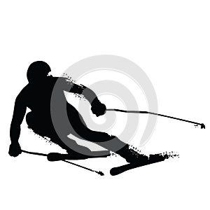 Alpine Skiing Silhouette isolated on white background photo