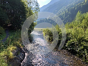 Alpine stream Sulzbach in a Oberseetal mountain valley and in the Glarnerland tourist region, Nafels Naefels photo