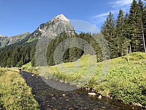 Alpine stream Sulzbach in a Oberseetal mountain valley and in the Glarnerland tourist region, Nafels Naefels photo