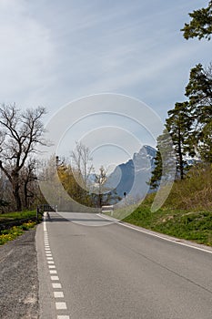 Alpine street near Maienfeld in Grison in Switzerland