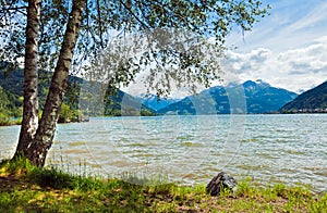 Alpine summer lake view