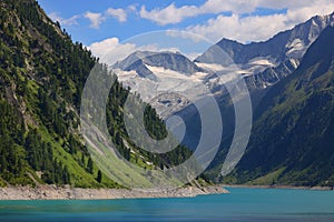Alpine summer landscape of Schlegeisspeicher lake in the Ziller Alps, Austria
