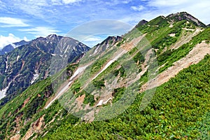 Alpine terrain on Mount Karamatsu, Japan Alps