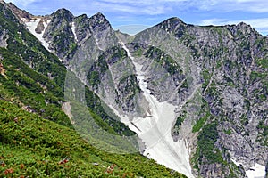 Alpine terrain on Mount Karamatsu, Japan Alps