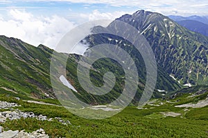 Alpine terrain on Mount Karamatsu, Japan Alps