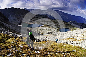 Alpine trekkers in National Park Retezat