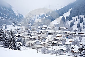alpine village covered in a blanket of fresh snow