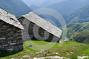 Alpine village landscape. Rimella, Sesia Valley, Italy